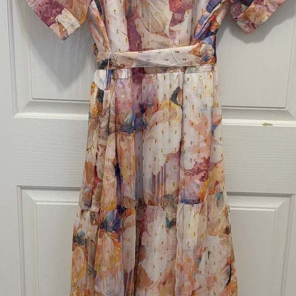 VENUS Floral Shine Detail Maxi Digital Wildflowers sheer  Dress - Picture 3 of 10